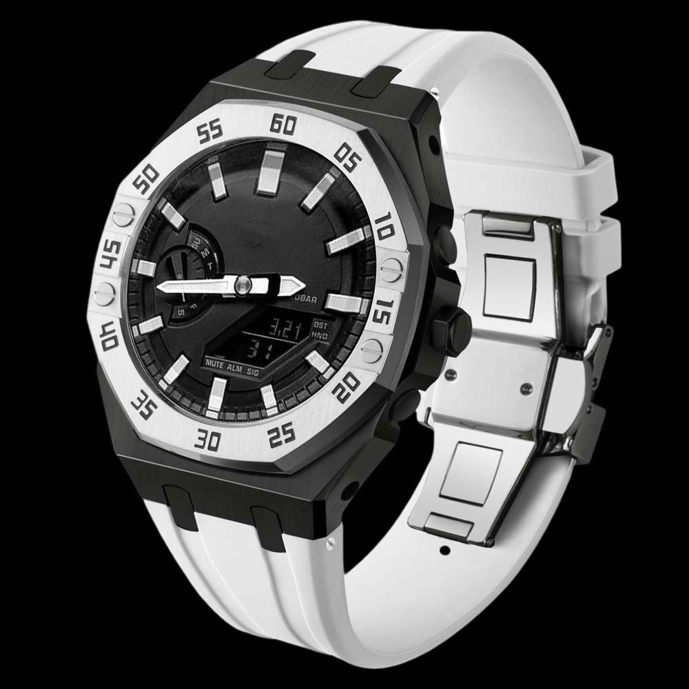 Casioak g-shock ga2100 silver black shell with digital panel