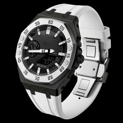 Casioak g-shock ga2100 silver black shell with digital panel