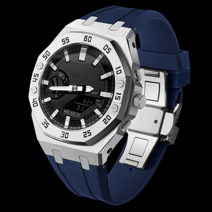 Casioak g-shock ga2100 silver shell with digital panel